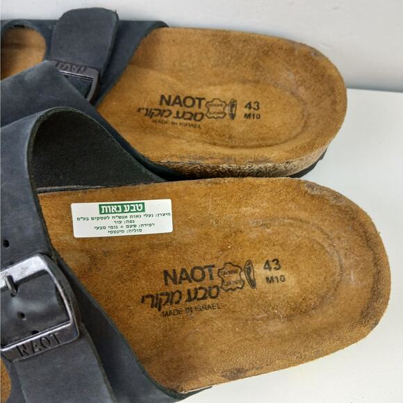 NAOT Santa Barbara Men\'s SZ 43/10 Cork Bed Slide Sandals Oily Midnight Suede NEW
